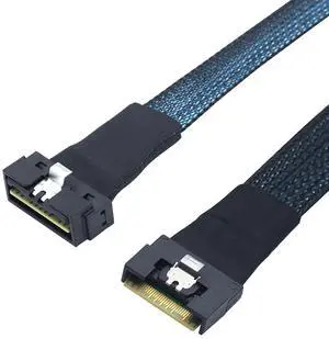 PCIe SlimSAS LP Low Profile SFF-8654 8i to SFF-8654 8X Server Cable  24Gbps High-Speed 85 Ohm Internal Flat-to-Flat Connection Cable with Anti-Misplug Design, Black (1M)