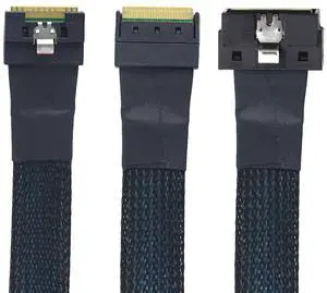 PCIe SlimSAS LP Low Profile SFF-8654 8i to SFF-8654 8X Server Cable \u2014 24Gbps High-Speed 85 Ohm Internal Flat-to-Flat Connection Cable with Anti-Misplug Design, Black (0.5M)