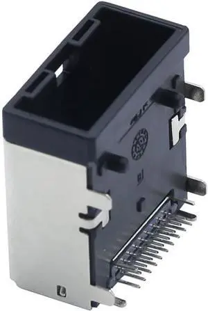 E-Type 19 Pin Female 90 Degree Board Mount Shockproof Connector Compatible with HDMI  8K Ultra HD Anti-Vibration Automotive Connector, Durable PCB Mounting Interface