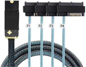 M.2 SFF-8643 to 4 x SAS 8482 Converter Cable  12Gbps High-Speed Server Interconnect, 30AWG Copper Wire, Plug and Play (1m)