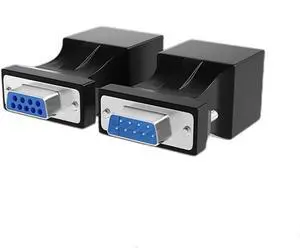 DB9 to RJ45 Serial Converter RS232 Male/Female to RJ45 Ethernet Port Adapter, Supports Long Distance Transmission up to 20m via CAT5/CAT6 Cable, Plug and Play (2Pcs Male+Female)