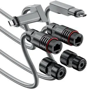 Gen 2 Extension Adapter Cable Kit IP68 20-Pin to CAT6 Run, 1 m Pigtail, Compatible with Starlink Standard (V2) Dish & Router, Up to 175 ft