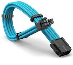 GPU 8Pin (6+2) Extension Cable 30cm Male to Female, 18AWG Tinned Copper, Color Nylon Braided, ATX PSU Power Cord for Graphics Cards (Light Blue)