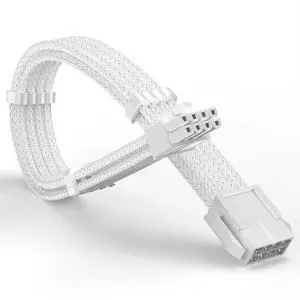 GPU 8Pin (6+2) Extension Cable 30cm Male to Female, 18AWG Tinned Copper, Color Nylon Braided, ATX PSU Power Cord for Graphics Cards (Pure White)