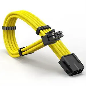 GPU 8Pin (6+2) Extension Cable 30cm Male to Female, 18AWG Tinned Copper, Color Nylon Braided, ATX PSU Power Cord for Graphics Cards (Yellow)