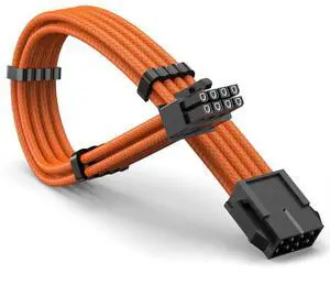 GPU 8Pin (6+2) Extension Cable 30cm Male to Female, 18AWG Tinned Copper, Color Nylon Braided, ATX PSU Power Cord for Graphics Cards (Orange)