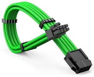 GPU 8Pin (6+2) Extension Cable 30cm Male to Female, 18AWG Tinned Copper, Color Nylon Braided, ATX PSU Power Cord for Graphics Cards (Green)