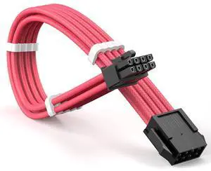 GPU 8Pin (6+2) Extension Cable 30cm Male to Female, 18AWG Tinned Copper, Color Nylon Braided, ATX PSU Power Cord for Graphics Cards (Pink)