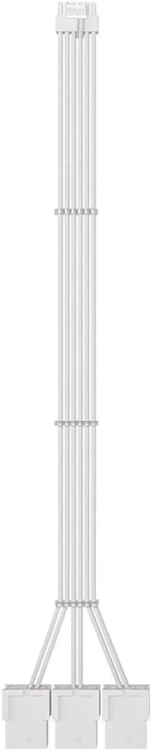 PCIe 5.0 12+4Pin to 3× PCIe 8Pin GPU Power Cable, Nylon Braided Extension Cord, 18AWG, 340mm/13.38in, Compatible with RTX 3090Ti & RTX 40 Series Graphics Cards (All White)