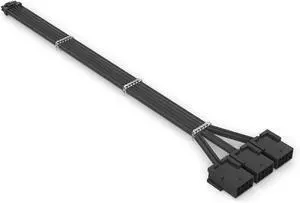 PCIe 5.0 12+4Pin to 3× PCIe 8Pin GPU Power Cable, Nylon Braided Extension Cord, 18AWG, 340mm/13.38in, Compatible with RTX 3090Ti & RTX 40 Series Graphics Cards (Black)