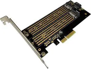 PCIe 3.0 to M.2 NVMe/NGFF SSD Adapter Card  High-Speed Expansion for Desktop PCs, Supports M Key/B Key/B&M Key, 2230 to 22110 Size Compatibility (Dual Slot NVME+NGFF)