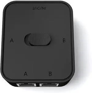 RJ45 GIGA-BIT Network Switch Splitter \u2013 2-in-1-out or 1-in-2-out Manual LAN Selector, No Power Required, Physical Isolation, Cat6 High-Speed Passive Network Switch (Black)