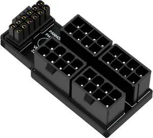 PH316-48 4 * 8P to ATX3.0 12VH-PWR 12+4P 180 Degree Power Steering Connector 600 W for 40 Series Graphics Card, Black (B Type)