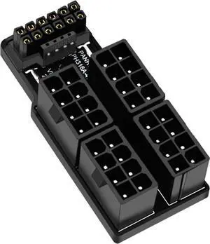 PH316-48 4 * 8P to ATX3.0 12VH-PWR 12+4P 180 Degree Power Steering Connector 600 W for 40 Series Graphics Card, Black (A Type)