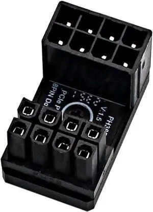 PH38 CPU 8P Power Adapter with Heatsink Male to Female Header 180 Degree Socket Buckle for Desktop Chassis CPU Wiring Beautification (PH38B-C2 Black, 1piece)