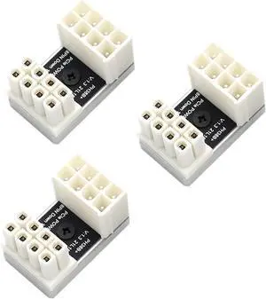 PH38 CPU 8P Power Adapter with Heatsink Male to Female Header 180 Degree Socket Buckle for Desktop Chassis CPU Wiring Beautification (PH38B-C2 Sliver, 3pcs)