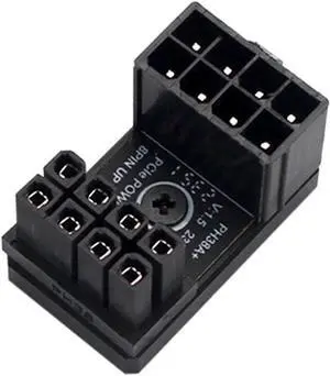 PH38 CPU 8P Power Adapter with Heatsink Male to Female Header 180 Degree Socket Buckle for Desktop Chassis CPU Wiring Beautification (PH38A-C2 Black, 1piece)