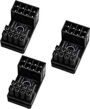 PH38 CPU 8P Power Adapter with Heatsink Male to Female Header 180 Degree Socket Buckle for Desktop Chassis CPU Wiring Beautification (PH38B-C2 Black, 3pcs)