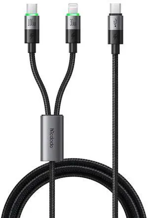 mcdodo 2-in-1 USB C and Lightning Cable, USB-C to C & Lightning 100W Fast Charging Cable Compatible for iPhone 16 15 14 13 12 11 Galaxy iPad MacBook and more-5FT