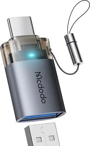 mcdodo USB to USB C Adapter with Lanyard, USB-C Male to USB 3.0 Female OTG Adapter Fit iPhone 16 15 MacBook Pro/Air,iPad,Microsoft Surface,Galaxy S25 S24 and More Type C Devices