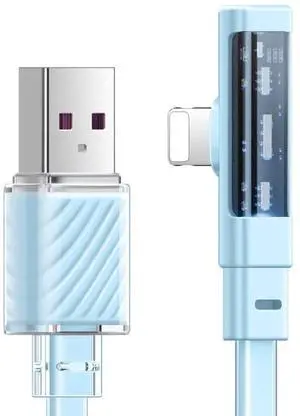 mcdodo iPhone Cable Lightning Fast Charger Flat Wire 90 Degree Right Angle Elbow for iPhone 14/13/12/11/Pro/Pro Max/Xs Max/X/XS/XR/8/8Plus/7/7Plus/iPodBlue,4ft