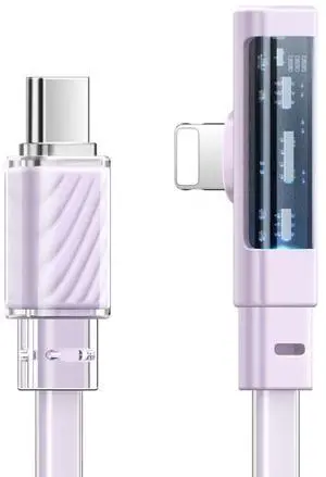 mcdodo iPhone Cable Lightning 36W Fast Charger Flat Wire 90° Right Angle Elbow USB C to Lightning Cable for iPhone 14/13/12/11/Pro/Pro Max/Xs Max/X/XS/XR/8/8Plus/7/7Plus/iPodPurple,4ft