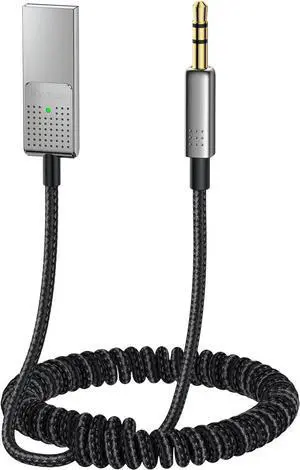 Mcdodo Aux Bluetooth Adapter 5.3 with Built-in Microphone CD Quality 10M Transmission Bluetooth Receiver USB 2.0 to 3.5mm Wireless Car Kit Auxiliary Incoming Calls Hands-Free Instant Car Start Compati