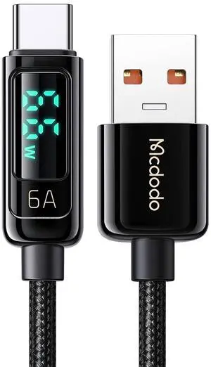 mcdodo USB A to USB C Cable 4ft 6A Fast Charging USB3.0 to USB-C Charging Cable Fit for iPhone 15/15Pro/iPad Pro/MacBook Pro/Galaxy S23, Charging&Data Transmission&Power Digital Display
