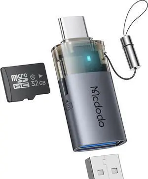 Mcdodo USB to USB-C Adapter with Micro SD Card Slot,TF Card Reader Type-C to USB 3.0 OTG Adapter Support Camera Mouse Keyboard Connect U Disk,Fit iPhone 16 15 MacBook iPad Galaxy