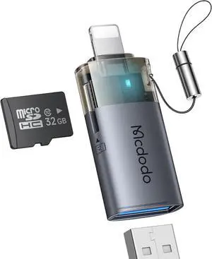 Mcdodo USB to Lightning Adapter with Micro SD Card Slot,TF Card Reader USB 3.0 OTG Adapter Support Camera Mouse Keyboard Connect U Disk,Fit iPhone 14 13 12 11 iPad Air Pro Mini