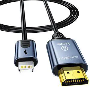 Lightning to HDMI Cable [6ft] 1080P HD Screen Mirroring Adapter with Charging Port - PVC Coated - Compatible with iPhone 14/13/12 Series, iPad Pro/Air/Mini, TV/Monitor (Lightning to HDMI)