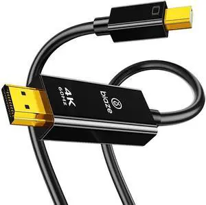 Mini DP to HDMI Cable 6Ft, 4K@60Hz, Compatible with MacBook Pro/Air, Surface, PC, TV, Projector, Plug and Play, Supports Windows/macOS/Linux