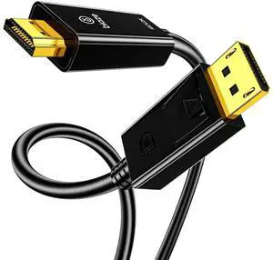 DP to HDMI Cable 4K 60Hz Gold Plated, 10ft/3m DisplayPort to HDMI Male to Male Adapter Cable for PC Laptop TV Monitor Projector, Gold Plated Interface(DisplayPort to HDMI)
