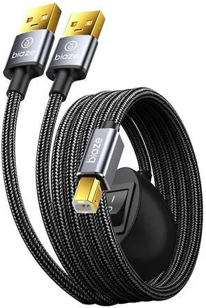 Printer Cable Splitter 2 in 1 Out, USB 2.0 Sharing Switch for Two Computers to One USB Device, 3.5m/11.5ft USB A to B Data Cable for Printer, Scanner, Keyboard, Mouse, Plug and Play