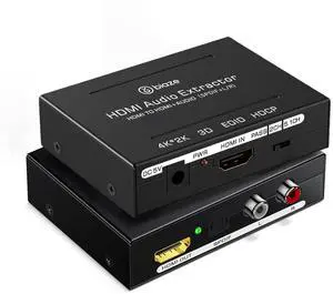 4K HDMI Audio Extractor Converter, HDMI Audio Video Splitter Adapter + Optical Toslink SPDIF Digital Audio + L/R Stereo Analog Audio Compatible with Fire Stick Blu-Ray Player TV Box