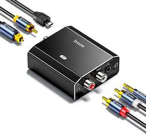 Analog to Digital Audio Converter, RCA to Optical Converter RCA/3.5mm to Toslink and Coaxial Adapter for PS5 PS4 HDTV DVD Soundbar