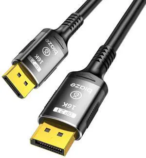 DisplayPort 2.1 Cable 16K Ultra HD 80Gbps 240Hz, 8K@60Hz 4K@240Hz, HDR Support, Gold-Plated Connector, Nylon Braided - 10ft/3M for Gaming PC/Monitor/PS5/Projector