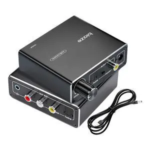 192KHz Digital to Analog Audio Converter, Upgrade Volume Adjustable DAC Digital SPDIF Optical to Analog L/R RCA Converter Toslink Optical to 3.5mm Jack Adapter for HDTV, DVD, Blu-Ray Players