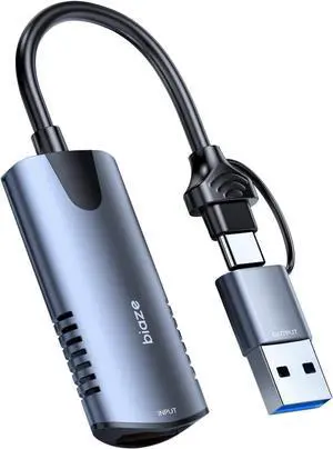 Video Capture Card, 4K HDMI to USB/USB C Capture Card 1080P 30FPS Video Capture Device for Streaming Game Recording Compatible with PS5, Switch, Laptop, Camera, OBS