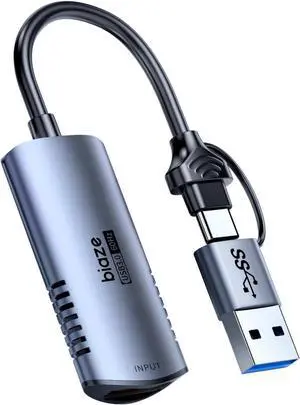 Video Capture Card, 4K HDMI to USB/USB C Capture Card 1080P 60FPS Video Capture Device for Streaming Game Recording Compatible with PS5, Switch, Laptop, Camera, OBS (High Brush)