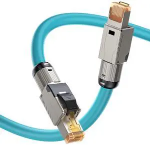 Cat8 Ethernet Cable 3.3ft - 40Gbps 2000MHz SFTP Shielded, 22AWG Heavy Duty Patch Cord for Gaming/Router/Server, PoE++ Compatible, LSZH Low Smoke, Gold Plated RJ45 - Blue