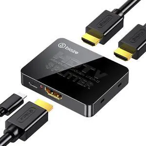 HDMI Splitter, Ultra HD 1-in-2-out Splitter  Plug & Play 1080P HDMI 2.0 Converter for HDMI Laptop, TV, Monitor, Projector