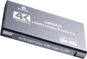 4K HDMI Capture Card for Streaming, Full HD 1080P 60FPS HDMI to USB 3.0 Capture Card Supports Microphone Input and 3.5MM Headphone Output Compatibilate with Camera/Xbox/PS4/PS5/PC/OBS