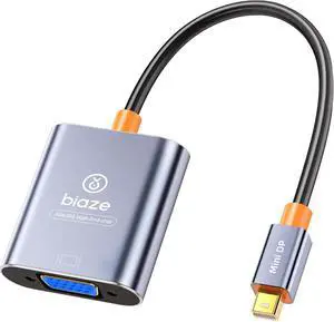 Mini DP to VGA Adapter, Mini DisplayPort to VGA Converter for MacBook Pro/Air, iMac, Microsoft Surface, PC Laptop to Monitor, Projector, HDTV (Gold Plated, Stable Signal)