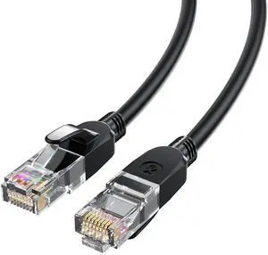 Cat6 Ethernet Cable 6.6ft, 26AWG UTP Network Cable with Gold-Plated RJ45 Connectors, 250MHz 1000Mbps High-Speed LAN Cable for Gaming, Router, PC, PS5, Printer - Black