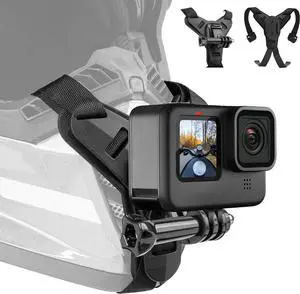 Helmet Mount for GoPro, Motorcycle Chin Strap Attachment with Extension J Hook Dirt Bike Holder Mounting Accessories for Go Pro Max Hero 13 12 11 10 9 8 Insta360 X5 X4 D-J-I Osmo Nano Action 3 4 5 Pro