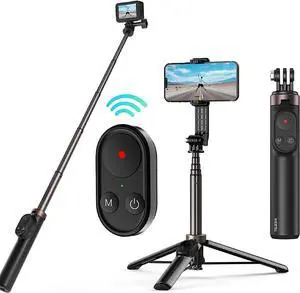 Selfie Stick Tripod with Remote for GoPro 13 12 11 10 9 8 Black Go Pro Max 11 Mini Phones, Telesin Waterproof Aluminum Extension Pole Monopod for iPhone Android Action Camera Accessories