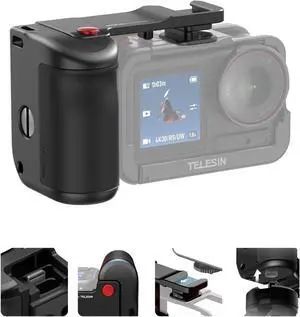 TELESIN Metal Aluminum Alloy Street Photography Camera Grip Holder for D-J-I OSMO Action 5 Pro/Action 4/Action 3,Patented Seesaw Shutter Button, Ergonomic, Pro-Level
