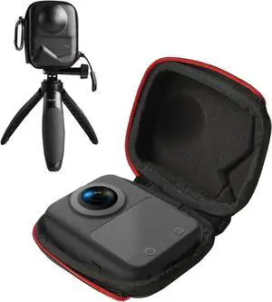 TELESIN Carrying Case for D-J-I Osmo 360 Camera, Compact Travel Storage Bag with Bottom Opening, PU Hard Shell Protective Cover with Soft Lining, Carabiner Included