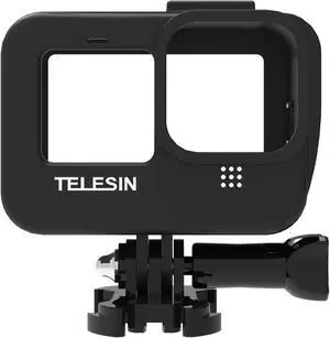 TELESIN Plastic Protective Case for GoPro Hero 9 Black, Hollow Frame Housing Skeleton Cage with Battery Side Door Open and Cold Shoe Mount to Connect Vlogging Video Light, Microphone